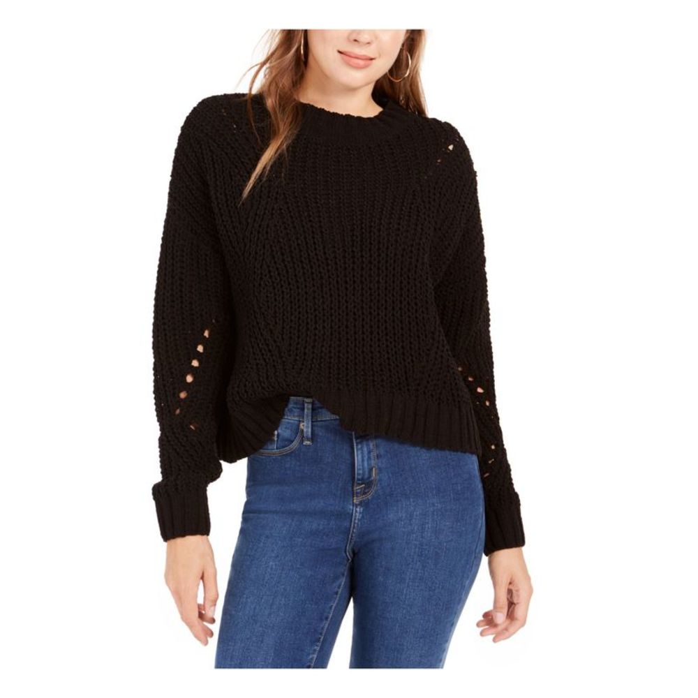 wynter Womens Black Long Sleeve Jewel Neck Sweater M